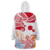Hawaiki Nui Va'a Solo French Polynesia Wearable Blanket Hoodie Red Color LT03 - Polynesian Pride