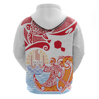 Hawaiki Nui Va'a Solo French Polynesia Zip Hoodie Red Color LT03 - Polynesian Pride