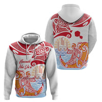 Hawaiki Nui Va'a Solo French Polynesia Zip Hoodie Red Color LT03 - Polynesian Pride