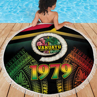 Vanuatu Constitution Day Beach Blanket Polynesian Tattoo and Pig Tusk Since 1979 LT03 - Polynesian Pride