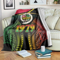 Vanuatu Constitution Day Blanket Polynesian Tattoo and Pig Tusk Since 1979 LT03 Black - Polynesian Pride