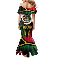 Vanuatu Constitution Day Family Matching Mermaid Dress and Hawaiian Shirt Polynesian Tattoo and Pig Tusk Since 1979