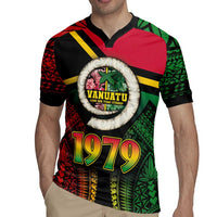 Vanuatu Constitution Day Rugby Jersey Polynesian Tattoo and Pig Tusk Since 1979 LT03 - Polynesian Pride