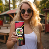 Vanuatu Constitution Day Skinny Tumbler Polynesian Tattoo and Pig Tusk Since 1979