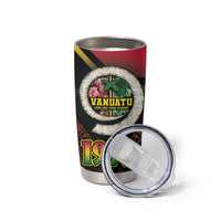 Vanuatu Constitution Day Tumbler Cup Polynesian Tattoo and Pig Tusk Since 1979 LT03 - Polynesian Pride