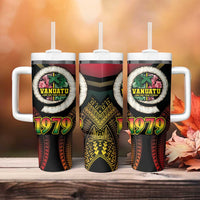 Vanuatu Constitution Day Tumbler With Handle Polynesian Tattoo and Pig Tusk Since 1979 LT03 - Polynesian Pride