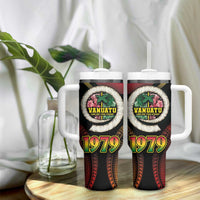 Vanuatu Constitution Day Tumbler With Handle Polynesian Tattoo and Pig Tusk Since 1979 LT03 - Polynesian Pride