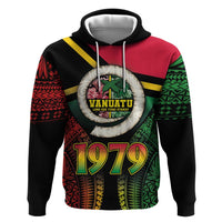 Vanuatu Constitution Day Zip Hoodie Polynesian Tattoo and Pig Tusk Since 1979 LT03 Pullover Hoodie Black - Polynesian Pride