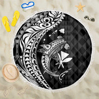 Aloha Hawaii Hammerhead Shark Beach Blanket Black Kakau and Polynesian Tattoo LT03 One Size 150cm Black - Polynesian Pride