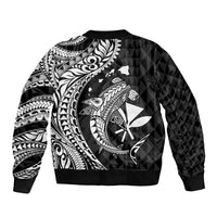 Aloha Hawaii Hammerhead Shark Bomber Jacket Black Kakau and Polynesian Tattoo LT03