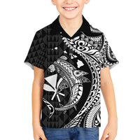 Aloha Hawaii Hammerhead Shark Family Matching Tank Maxi Dress and Hawaiian Shirt Black Kakau and Polynesian Tattoo LT03