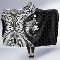 Aloha Hawaii Hammerhead Shark Hooded Blanket Black Kakau and Polynesian Tattoo LT03 One Size Black - Polynesian Pride