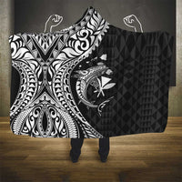 Aloha Hawaii Hammerhead Shark Hooded Blanket Black Kakau and Polynesian Tattoo LT03 - Polynesian Pride