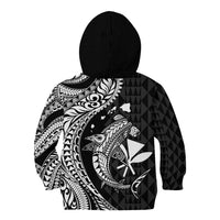 Aloha Hawaii Hammerhead Shark Kid Hoodie Black Kakau and Polynesian Tattoo LT03