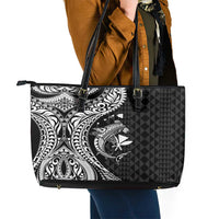 Aloha Hawaii Hammerhead Shark Leather Tote Bag Black Kakau and Polynesian Tattoo LT03 - Polynesian Pride
