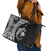 Aloha Hawaii Hammerhead Shark Leather Tote Bag Black Kakau and Polynesian Tattoo LT03 - Polynesian Pride