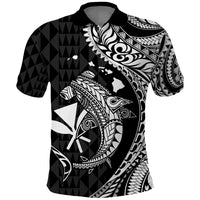 Aloha Hawaii Hammerhead Shark Polo Shirt Black Kakau and Polynesian Tattoo LT03 Black - Polynesian Pride