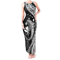 Aloha Hawaii Hammerhead Shark Tank Maxi Dress Black Kakau and Polynesian Tattoo LT03