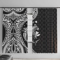 Aloha Hawaii Hammerhead Shark Window Curtain Black Kakau and Polynesian Tattoo LT03 With Hooks Black - Polynesian Pride