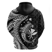 Aloha Hawaii Hammerhead Shark Zip Hoodie Black Kakau and Polynesian Tattoo LT03 - Polynesian Pride