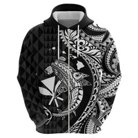 Aloha Hawaii Hammerhead Shark Zip Hoodie Black Kakau and Polynesian Tattoo LT03 - Polynesian Pride