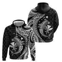 Aloha Hawaii Hammerhead Shark Zip Hoodie Black Kakau and Polynesian Tattoo LT03 - Polynesian Pride