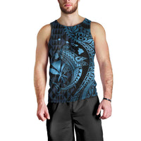 Aloha Hawaii Hammerhead Shark Men Tank Top Blue Kakau and Polynesian Tattoo LT03 - Polynesian Pride