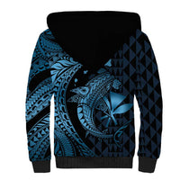 Aloha Hawaii Hammerhead Shark Sherpa Hoodie Blue Kakau and Polynesian Tattoo LT03 - Polynesian Pride