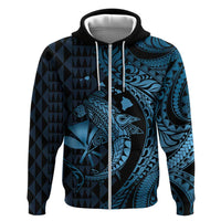Aloha Hawaii Hammerhead Shark Zip Hoodie Blue Kakau and Polynesian Tattoo LT03 Zip Hoodie Blue - Polynesian Pride