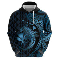 Aloha Hawaii Hammerhead Shark Zip Hoodie Blue Kakau and Polynesian Tattoo LT03 - Polynesian Pride