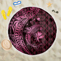 Aloha Hawaii Hammerhead Shark Beach Blanket Pink Kakau and Polynesian Tattoo LT03 One Size 150cm Pink - Polynesian Pride