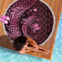 Aloha Hawaii Hammerhead Shark Beach Blanket Pink Kakau and Polynesian Tattoo LT03 - Polynesian Pride