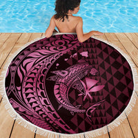 Aloha Hawaii Hammerhead Shark Beach Blanket Pink Kakau and Polynesian Tattoo LT03 - Polynesian Pride