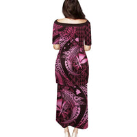 Aloha Hawaii Hammerhead Shark Family Matching Puletasi and Hawaiian Shirt Pink Kakau and Polynesian Tattoo LT03