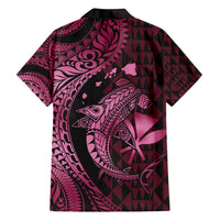 Aloha Hawaii Hammerhead Shark Hawaiian Shirt Pink Kakau and Polynesian Tattoo LT03 - Polynesian Pride