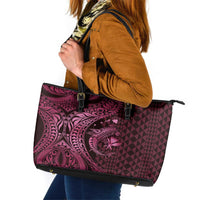 Aloha Hawaii Hammerhead Shark Leather Tote Bag Pink Kakau and Polynesian Tattoo LT03 Pink - Polynesian Pride