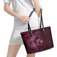 Aloha Hawaii Hammerhead Shark Leather Tote Bag Pink Kakau and Polynesian Tattoo LT03 - Polynesian Pride