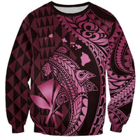 Aloha Hawaii Hammerhead Shark Sweatshirt Pink Kakau and Polynesian Tattoo LT03 Unisex Pink - Polynesian Pride