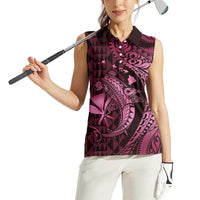 Aloha Hawaii Hammerhead Shark Women Sleeveless Polo Shirt Pink Kakau and Polynesian Tattoo LT03