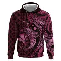 Aloha Hawaii Hammerhead Shark Zip Hoodie Pink Kakau and Polynesian Tattoo LT03 Pullover Hoodie Pink - Polynesian Pride