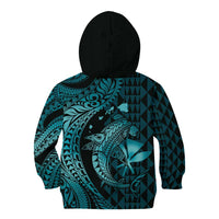 Aloha Hawaii Hammerhead Shark Kid Hoodie Turquoise Kakau and Polynesian Tattoo LT03