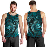 Aloha Hawaii Hammerhead Shark Men Tank Top Turquoise Kakau and Polynesian Tattoo LT03 - Polynesian Pride