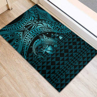 Aloha Hawaii Hammerhead Shark Rubber Doormat Turquoise Kakau and Polynesian Tattoo LT03 - Polynesian Pride