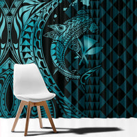 Aloha Hawaii Hammerhead Shark Window Curtain Turquoise Kakau and Polynesian Tattoo LT03 - Polynesian Pride