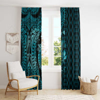 Aloha Hawaii Hammerhead Shark Window Curtain Turquoise Kakau and Polynesian Tattoo LT03 - Polynesian Pride