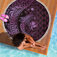 Aloha Hawaii Hammerhead Shark Beach Blanket Purple Kakau and Polynesian Tattoo LT03 - Polynesian Pride