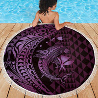Aloha Hawaii Hammerhead Shark Beach Blanket Purple Kakau and Polynesian Tattoo LT03 - Polynesian Pride