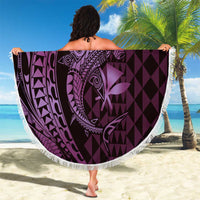 Aloha Hawaii Hammerhead Shark Beach Blanket Purple Kakau and Polynesian Tattoo LT03 - Polynesian Pride
