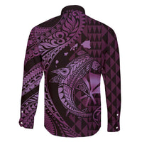Aloha Hawaii Hammerhead Shark Family Matching Mermaid Dress and Hawaiian Shirt Purple Kakau and Polynesian Tattoo LT03