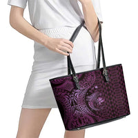 Aloha Hawaii Hammerhead Shark Leather Tote Bag Purple Kakau and Polynesian Tattoo LT03 - Polynesian Pride